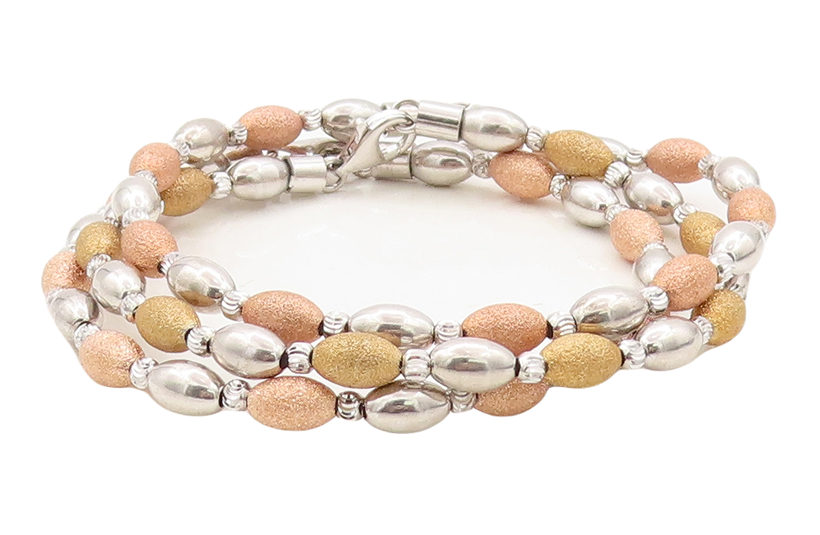 925 Sterling Silver Vintage Bracelet Solid Sparkly Beaded Bands Set  BT10923