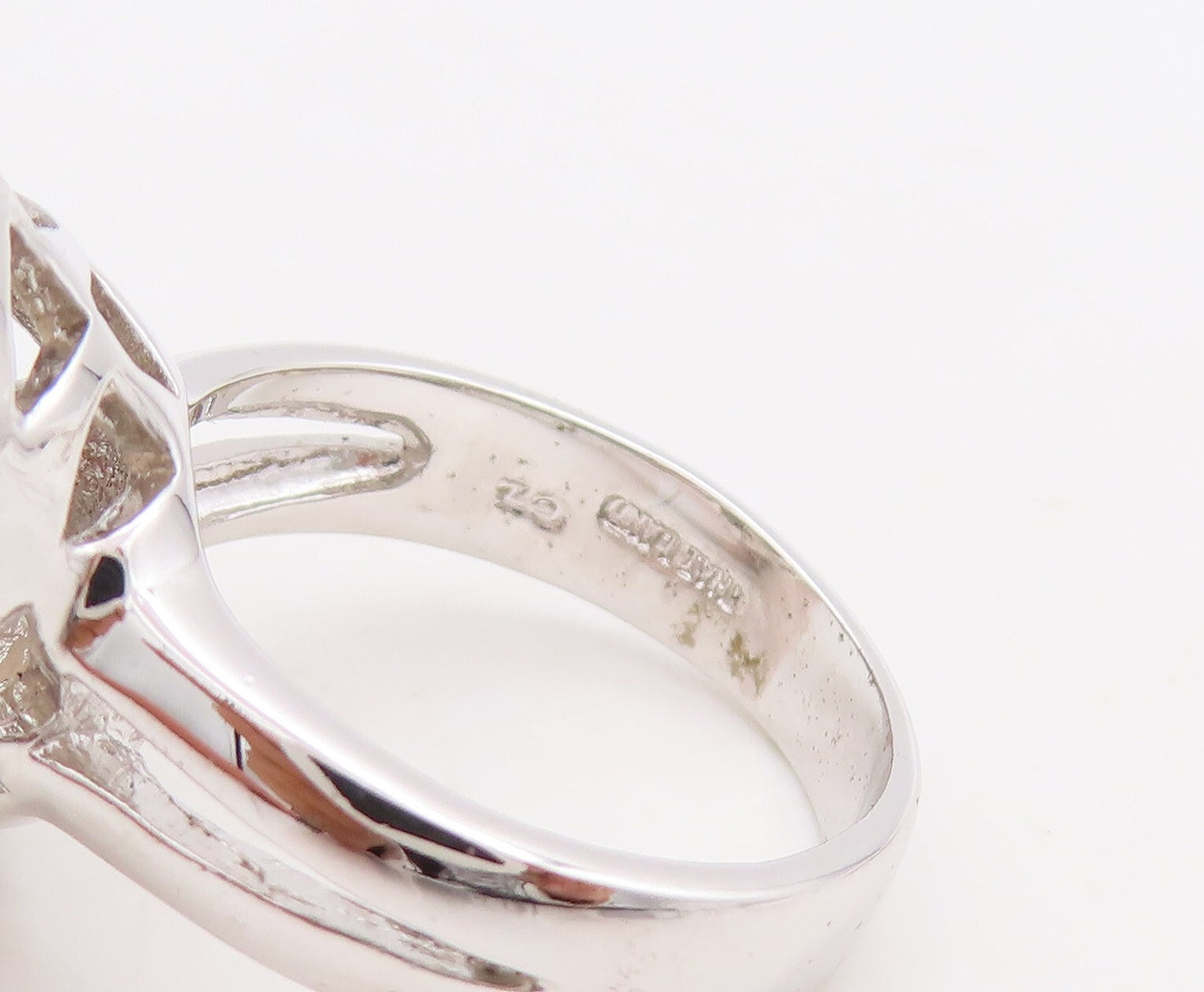925 Sterling Silver Vintage Ring Designer CZ Oval Cut Smoky Quartz Sz 7  RG29840