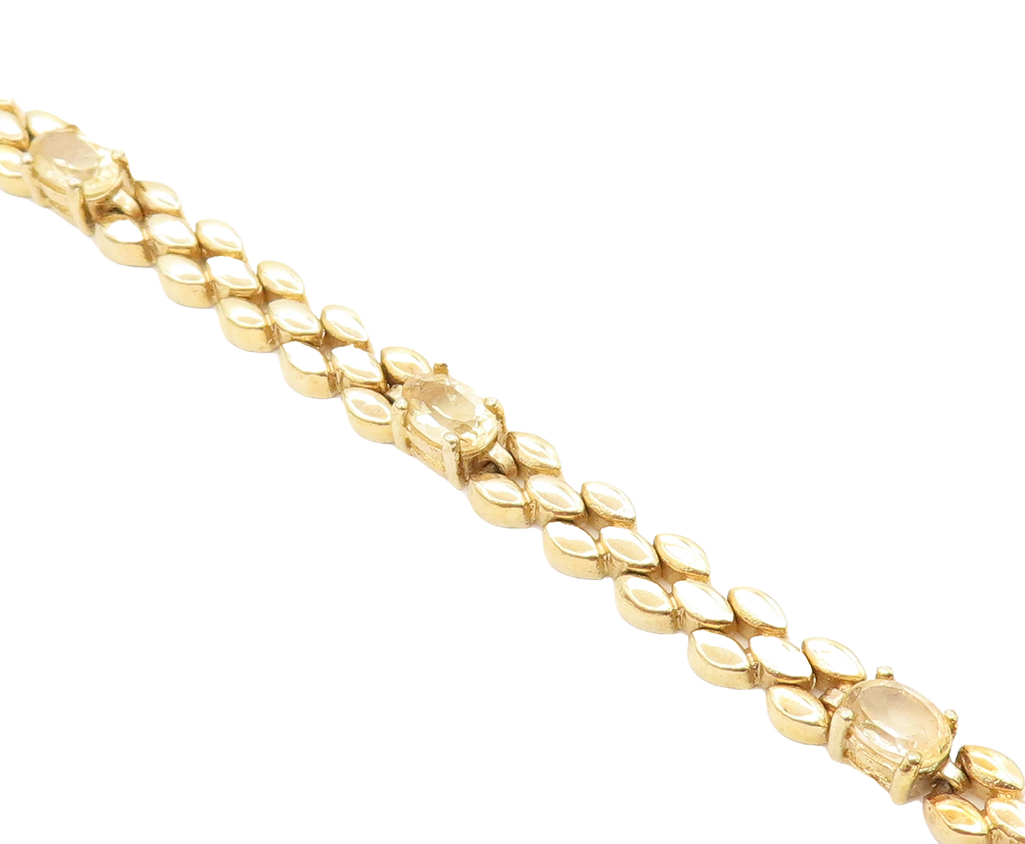 925 Sterling Silver Topaz Gold Plated Brick Layer Link Chain Bracelet BT2711