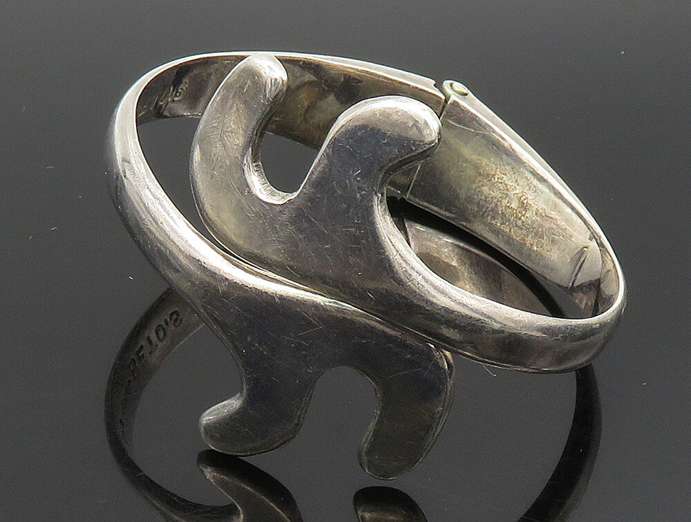 BETO MEXICO 925 Silver  Vintage Modernist Swirl Bypass Bangle Bracelet  BT9457