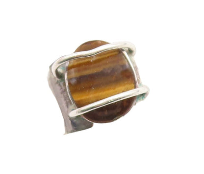925 Sterling Silver Vintage Ring Designer Oval Tigers Eye  Sz 9.5  RG31230