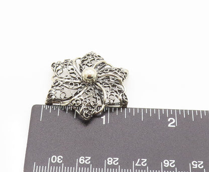 DANECRAFT 925 Silver  Vintage Openwork Flower Pinwheel Brooch Pin  BP10121