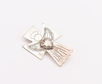 925 Sterling Silver Vintage Brooch Pin CAROLYN POLLACK Etched Angel  BP11137
