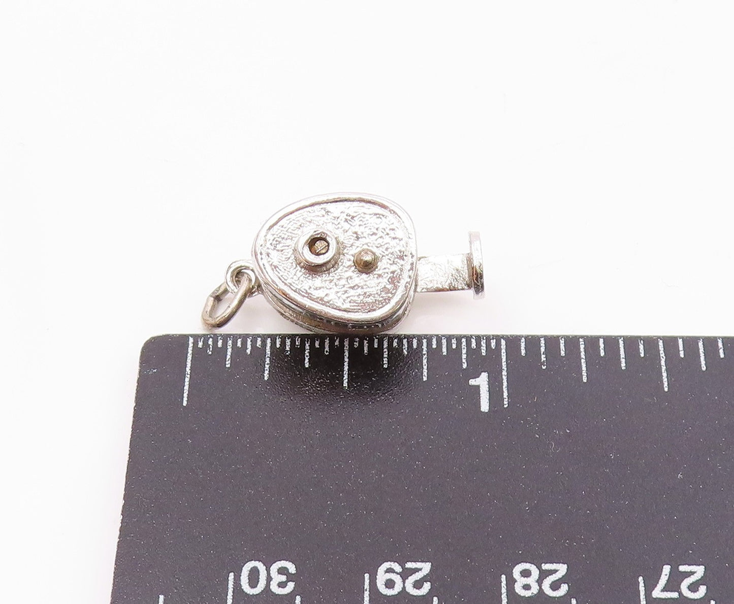 925 Sterling Silver  Vintage Shiny Spinning Fishing Rod Reel Pendant  PT17453