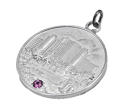 925 Sterling Silver  Pink Topaz Shiny President's Council Pendant  PT6209