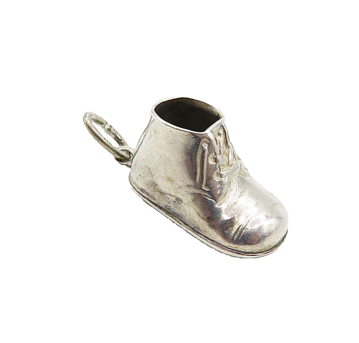 BEAU 925 Sterling Silver  Vintage Shiny Old Fashioned Shoe Pendant  PT6959