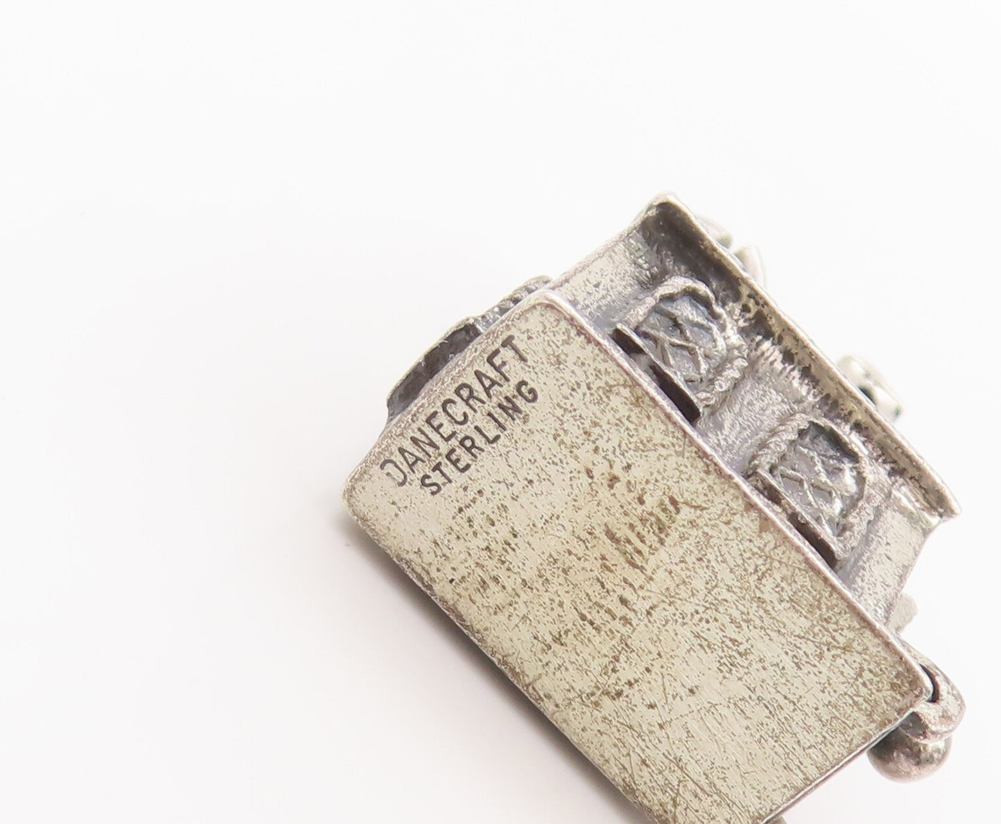 925 Sterling Silver Vintage Pendant DANECRAFT 3D Carved Wedding House  PT22651