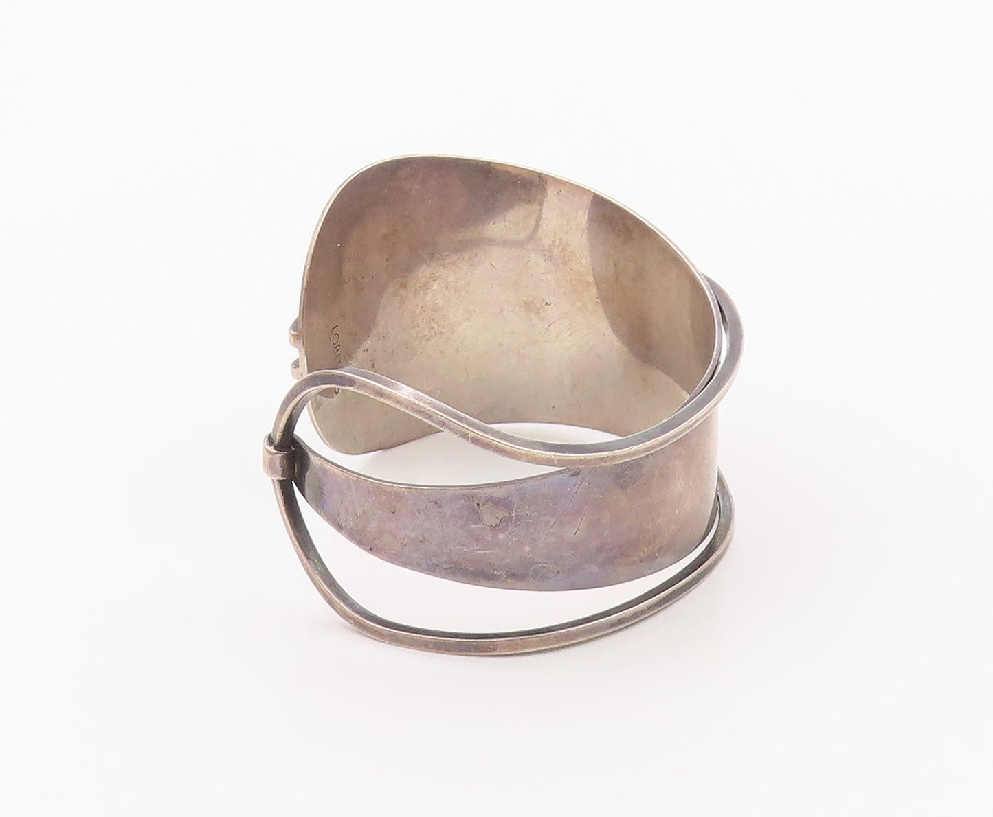 925 Sterling Silver Vintage Bracelet PAUL LOBEL Modernist Wavy Cuff  BT12127