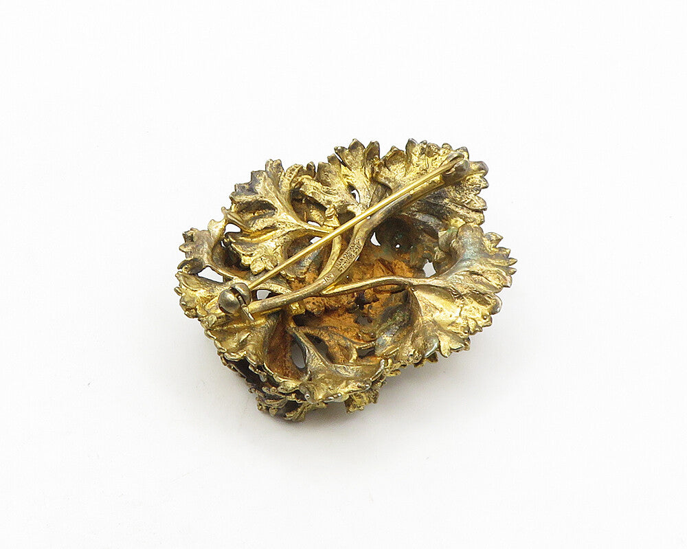 TILIA DENMARK 925 Silver  Vintage Sculpted Floral Design Brooch Pin  BP7194