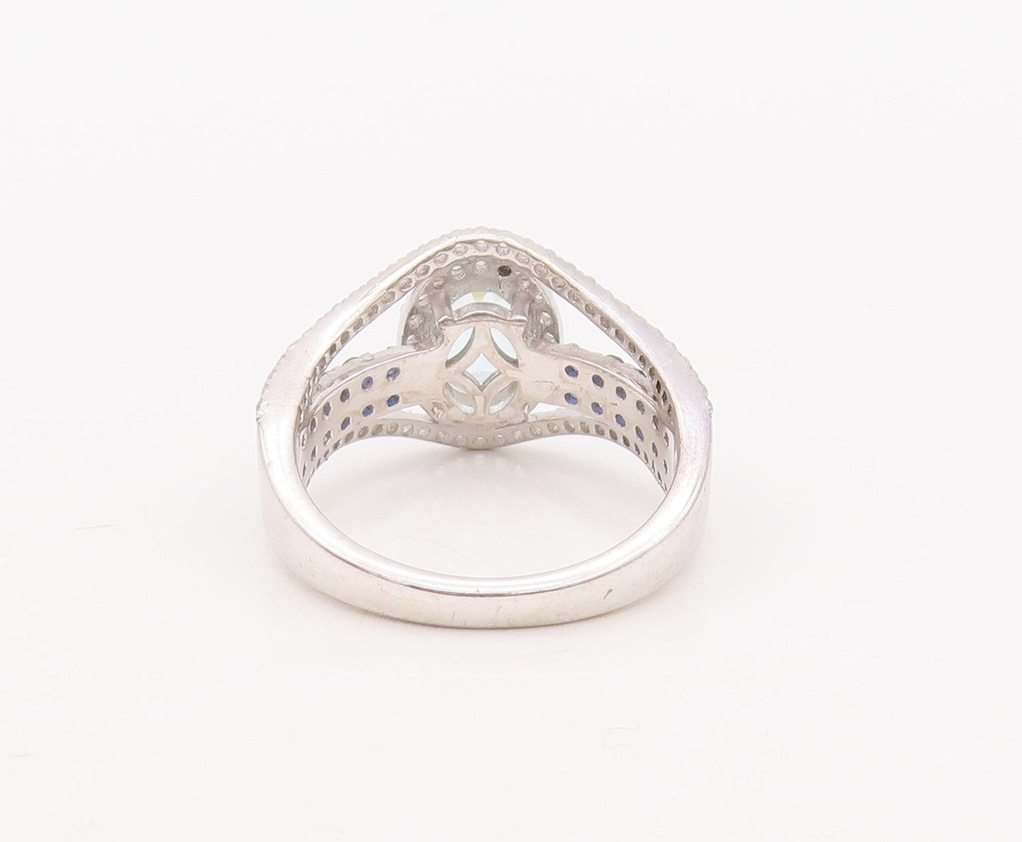 925 Sterling Silver Vintage Ring Sapphire Band Blue & White Topaz  Sz 7 RG29892