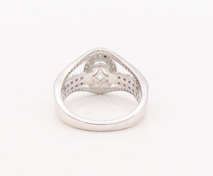925 Sterling Silver Vintage Ring Sapphire Band Blue & White Topaz  Sz 7 RG29892