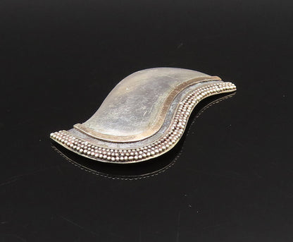 18K GOLD & 925 Silver  Vintage Two Tone Beaded Edge Swirl Brooch Pin  BP9758
