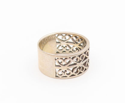 925 Sterling Silver Vintage Ring Intricate Open Scrollwork Band  Sz 8  RG34514