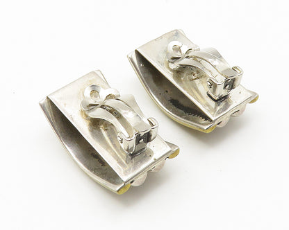 MEXICO 925 Sterling Silver  Vintage 2 Tone Bubble Non Pierce Earrings  EG5846