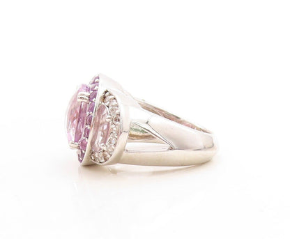 925 Sterling Silver Vintage Ring Round Cut Amethyst & Topaz  Sz 7.5  RG30082
