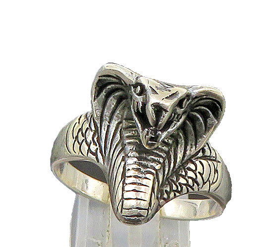 925 Sterling Silver  Vintage Cobra Snake Head Large Band Ring Sz 12  RG22311