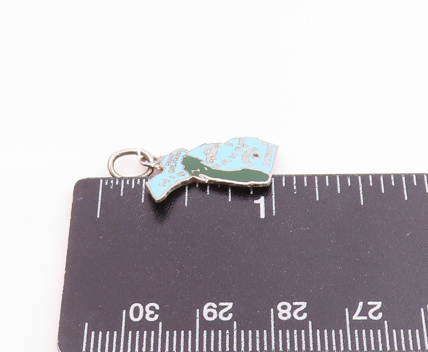 925 Sterling Silver Vintage Enamel Michigan State Map Pendant  PT16398