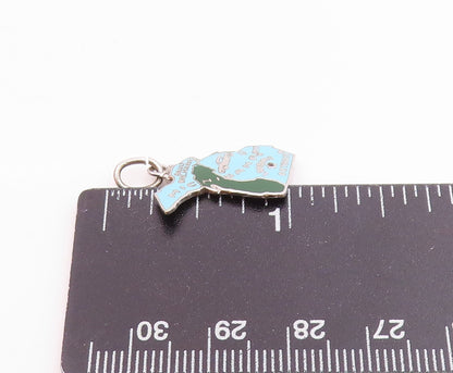 925 Sterling Silver Vintage Enamel Michigan State Map Pendant  PT16398