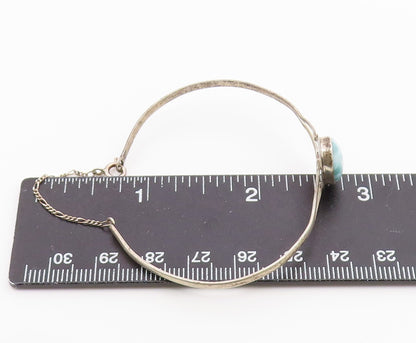 925 Sterling Silver  Vintage Cabochon Cut Larimar Thin Cuff Bracelet  BT8901