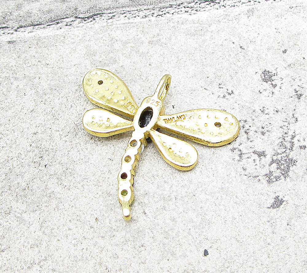 Gold Over 925 Silver  Gemstones & Genuine Diamonds Firefly Pendant  PT1247