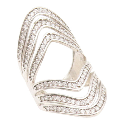 925 Sterling Silver Vintage Ring Channel Set CZ Multi Layer Band  Sz 6  RG35059