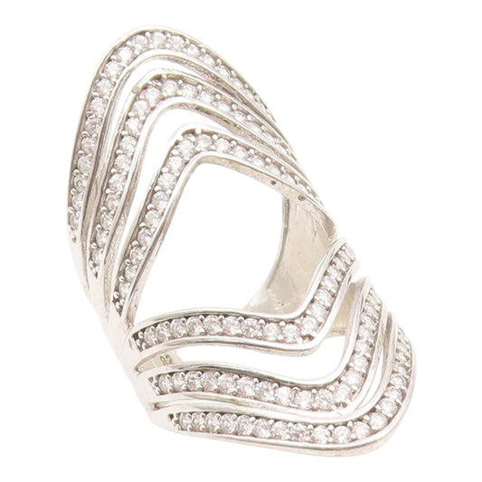 925 Sterling Silver Vintage Ring Channel Set CZ Multi Layer Band  Sz 6  RG35059