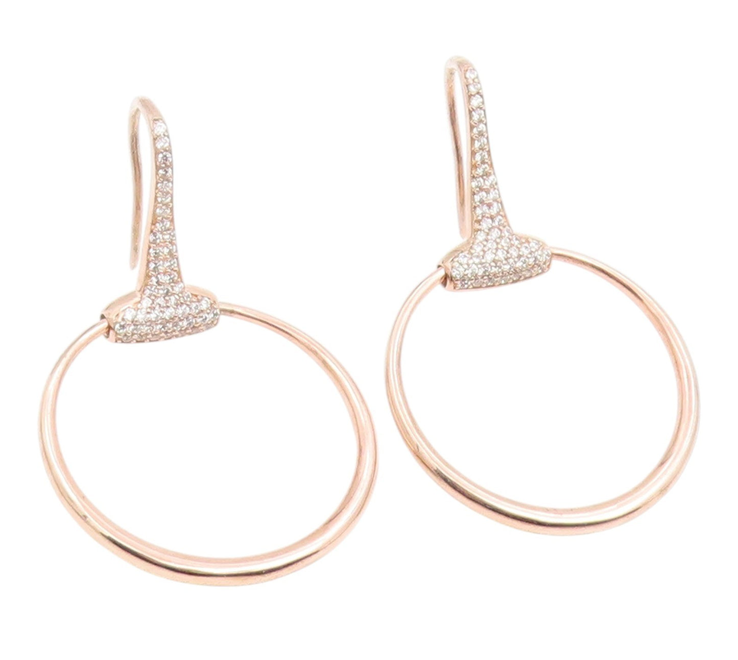 925 Sterling Silver Vintage Earrings Gold Plated CZ Classic Open Circle  EG14244