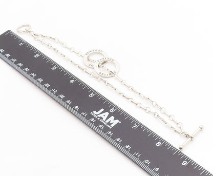 925 Sterling Silver Vintage Bracelet Believe & Courage Interlocking Ring BT12070
