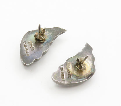 TAXCO 925 Silver  Vintage Handmade Fluted Wing Motif Drop Earrings  EG7538