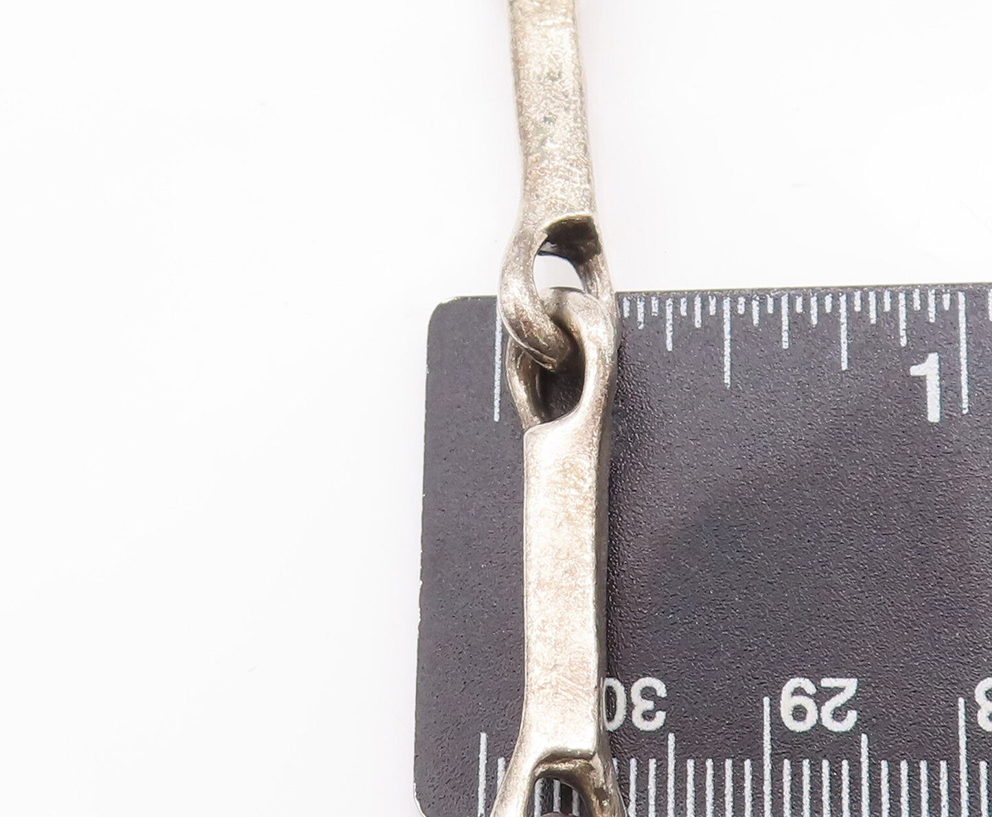 925 Sterling Silver Vintage Necklace MEXICO Heavy Solid Carved Block Link NE4295