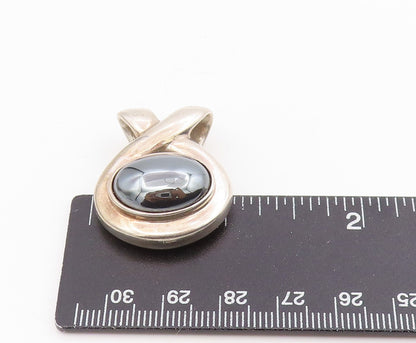925 Sterling Silver Vintage Pendant ESPO SIG Modernist Hematite Charm  PT25678