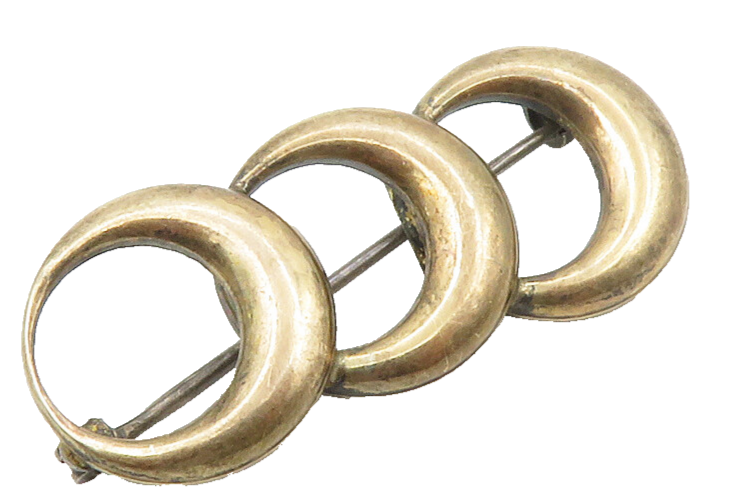 SYMMETALIC 925 Silver & 14K GOLD  Vintage Open Circles Brooch Pin  BP5288