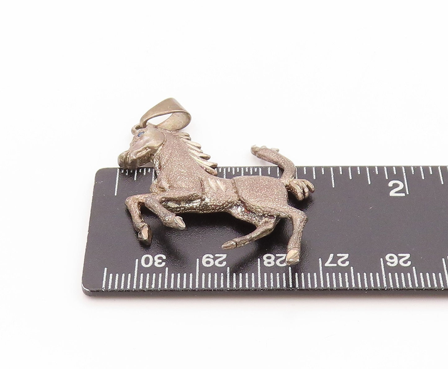 925 Sterling Silver Vintage Pendant Dark Tone Blue CZ Eyed Horse  PT24110