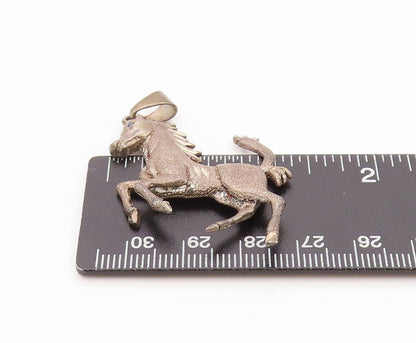 925 Sterling Silver Vintage Pendant Dark Tone Blue CZ Eyed Horse  PT24110