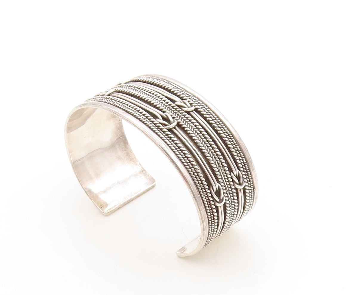 925 Sterling Silver Vintage Bracelet Multi Design Chain Carved Cuff  BT10940