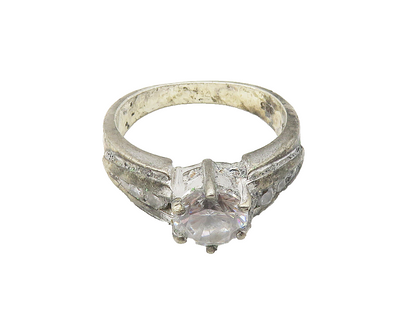 925 Sterling Silver  Vintage Cubic Zirconia Solitaire Accent Ring Sz 7 RG10347