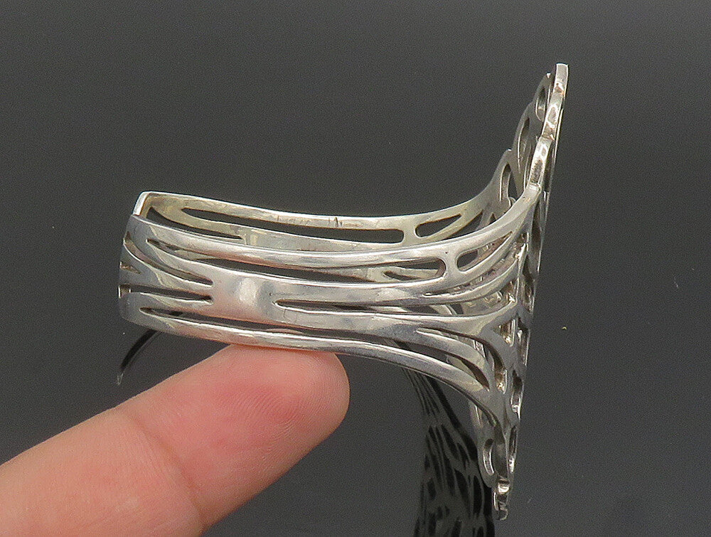 925 Sterling Silver  Vintage Tree Of Life Cutout Cuff Bracelet  BT9413