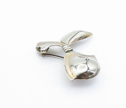 GK CO. 925 Sterling Silver  Vintage Shiny Bow Tied Ribbon Brooch Pin  BP2833