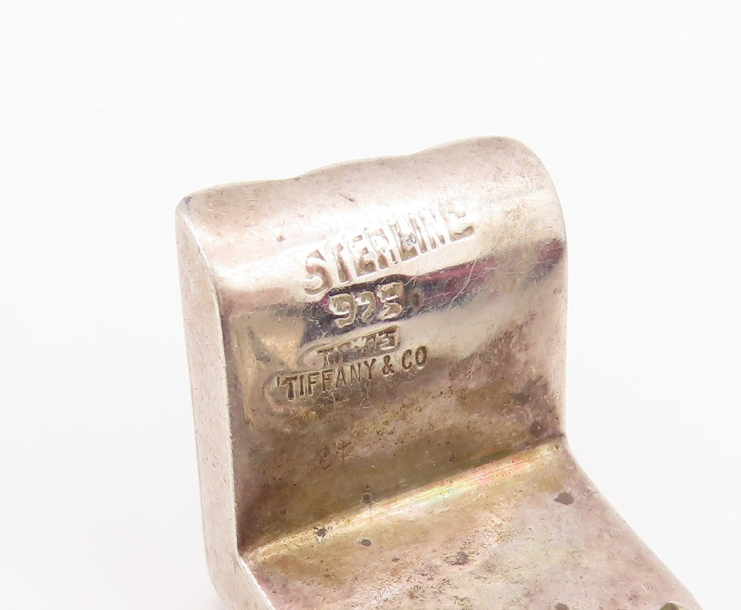 925 Sterling Silver Vintage Earrings TIFFANY & CO. Carved V Shape  EG13331