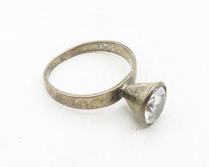 LORBERFELD 925 Sterling Silver Vintage Cubic Zirconia Solitaire Ring Sz 6 RG9881