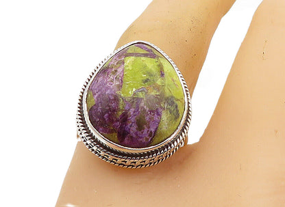 925 Sterling Silver  Cabochon Cut Tear Drop Jasper Cocktail Ring Sz 9  RG8188