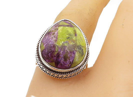 925 Sterling Silver  Cabochon Cut Tear Drop Jasper Cocktail Ring Sz 9  RG8188