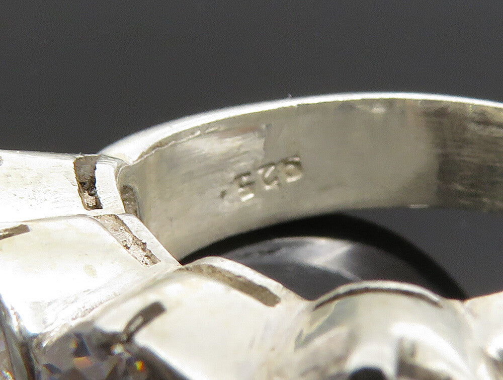 925 Sterling Silver  Vintage Four Stone Cubic Zirconia Ring Sz 7  RG24255