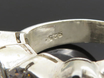 925 Sterling Silver  Vintage Four Stone Cubic Zirconia Ring Sz 7  RG24255