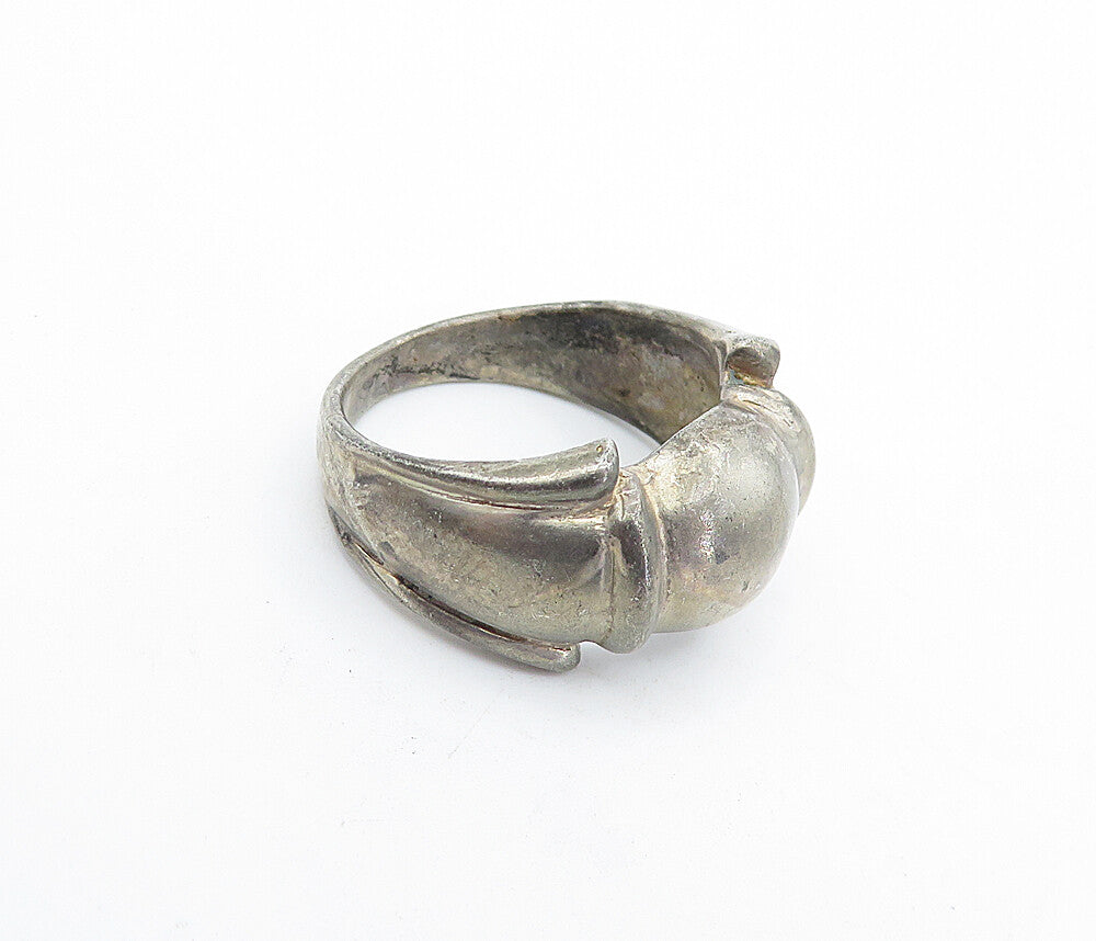 925 Sterling Silver Vintage Antique Dark Tone Dome Band Ring Sz 7 RG4633