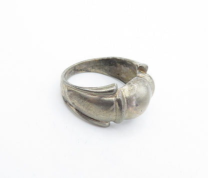 925 Sterling Silver Vintage Antique Dark Tone Dome Band Ring Sz 7 RG4633