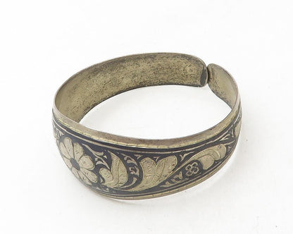 925 Sterling Silver Vintage Bracelet EAST EUROPE Antique Etched Cuff  BT12092
