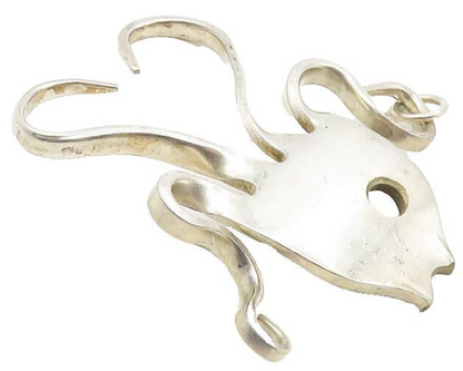 925 Sterling Silver  Vintage Shiny Modernist Fish Motif Drop Pendant  PT7661