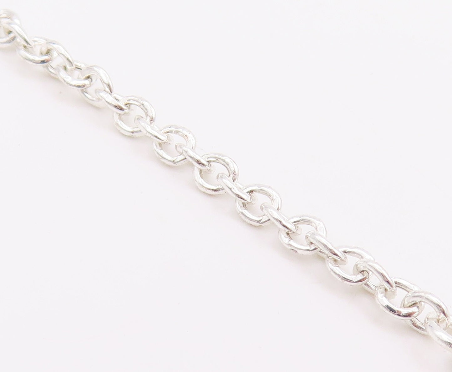 925 Sterling Silver Vintage Necklace Linked Chain Dangling Hearts Cutout  NE4581