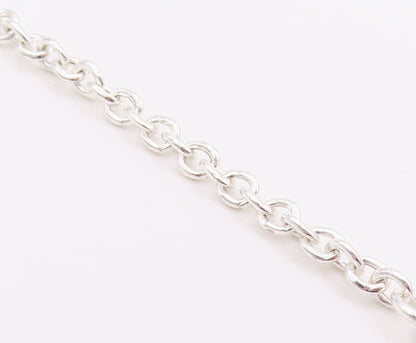 925 Sterling Silver Vintage Necklace Linked Chain Dangling Hearts Cutout  NE4581